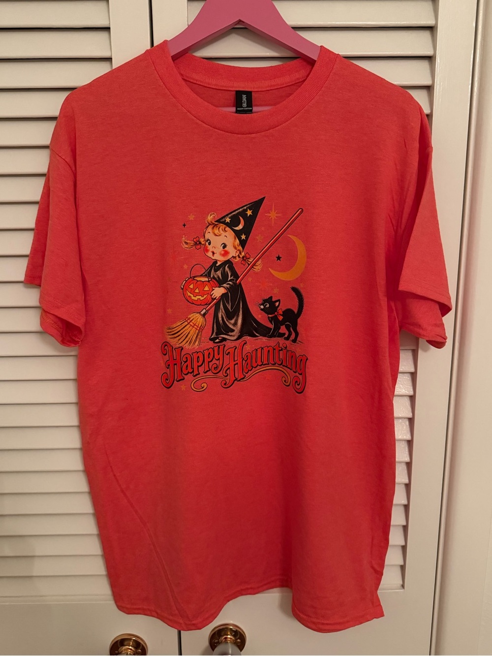 Gildan Orange 'Happy Haunting' Witch Graphic Tee